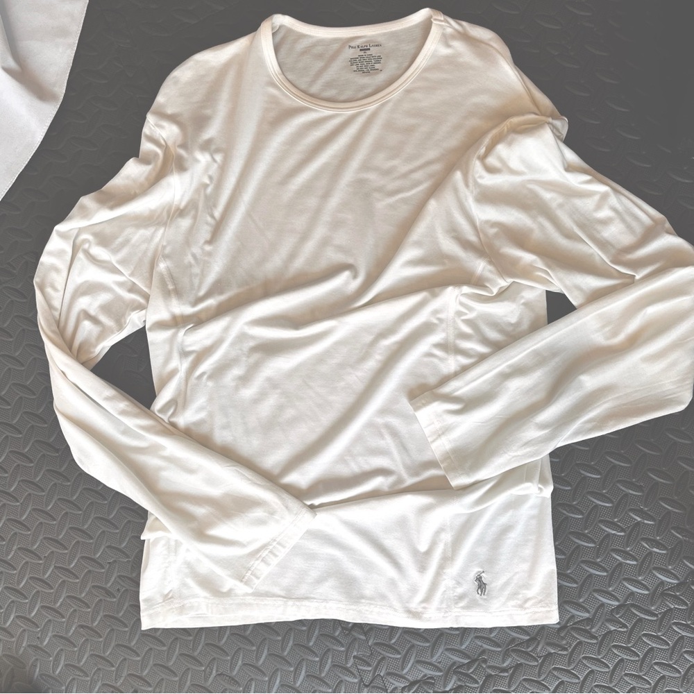 NWOT Polo Ralph Lauren White Long Sleeve Modal Knit Logo Shirt- size XL